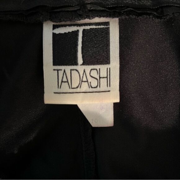 TADASHI V-Neck Black Dress Vintage Embellished Sequins V-Neck Shoji - Picture 4 of 5